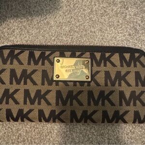 Michael Kors Tan and Black MK Logo Wallet